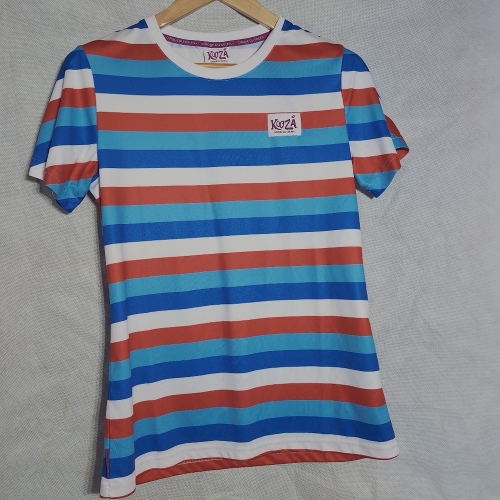 Cirque Du Soleil Kooza Sz L Striped Blue and Red T-Shirt